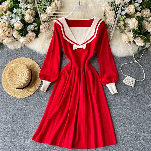 french sweet knitted dress women retro puff sleeve v neck elastic a-line dress autumn winter fashion sweater dresses, Black;gray
french sweet knitted dress women retro puff sleeve v neck elastic a-line dress autumn winter fashion sweater dresses, Black;gray