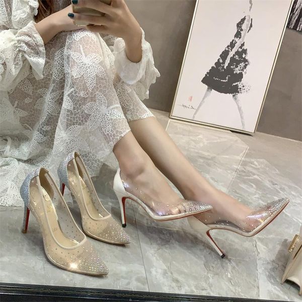 dress shoes spring transparent pointed stiletto high heel bridal wedding white wild shallow mouth rhinestone party women's, Black
dress shoes spring transparent pointed stiletto high heel bridal wedding white wild shallow mouth rhinestone party women's, Black