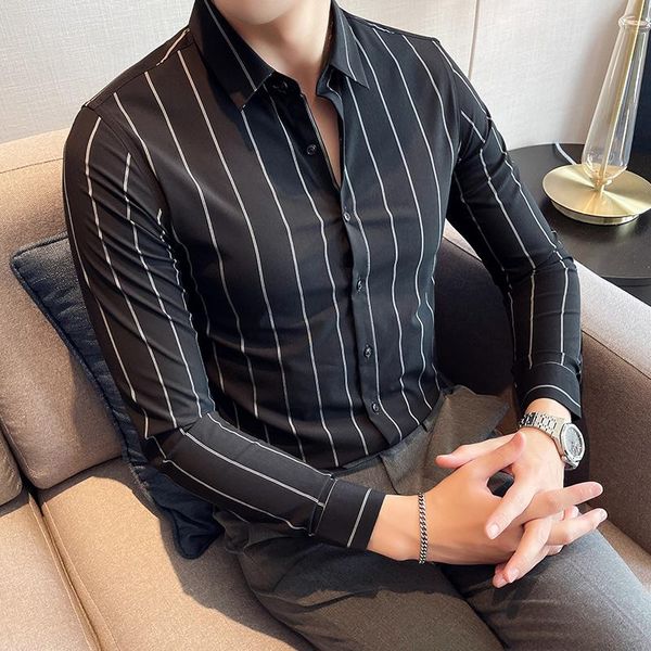 men's casual shirts black/white autumn winter long sleeve men striped business formal wear slim fit social shirt tuxedo 3xl, White;black
men's casual shirts black/white autumn winter long sleeve men striped business formal wear slim fit social shirt tuxedo 3xl, White;black