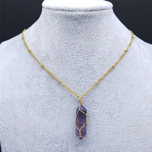 pendant necklaces stainless steel purple crystal charm necklace women gold color divination hexagonal prism jewelry bijou femme nz11s04, Silver
pendant necklaces stainless steel purple crystal charm necklace women gold color divination hexagonal prism jewelry bijou femme nz11s04, Silver