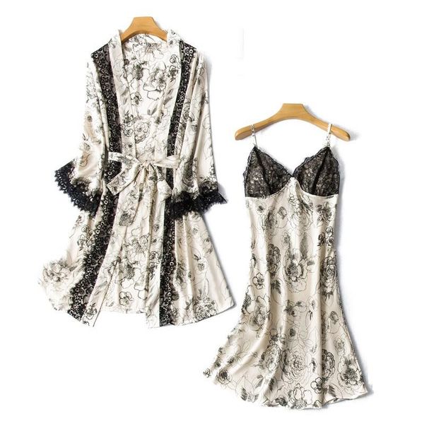 wedding summer casual loose sleepwear robe set women kimono bathroebe printed flower nightgown knee-length satin home dress, Black;red
wedding summer casual loose sleepwear robe set women kimono bathroebe printed flower nightgown knee-length satin home dress, Black;red