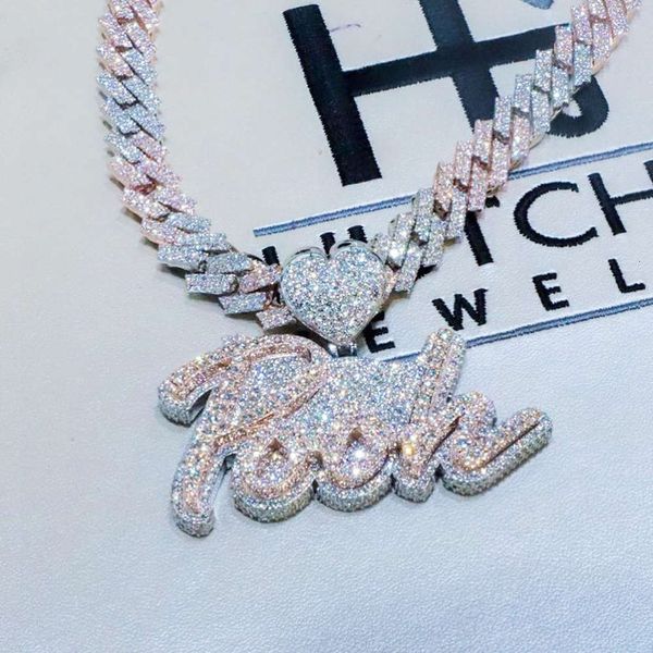 hip hop iced out jewelry cuban link diamond letter custom necklace women jewelry, Silver 
hip hop iced out jewelry cuban link diamond letter custom necklace women jewelry, Silver