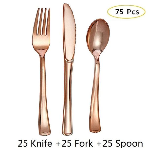 disposable dinnerware 75pcs rose gold plastic cutlery dessert knives forks ice cream spoon western wedding birthday party silverware set
disposable dinnerware 75pcs rose gold plastic cutlery dessert knives forks ice cream spoon western wedding birthday party silverware set