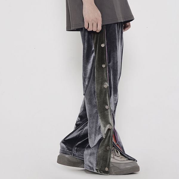 new 2021 color block side button fleece casual trousers men and women straight veet loose track high street oversize baggy pants 64rr, Black
new 2021 color block side button fleece casual trousers men and women straight veet loose track high street oversize baggy pants 64rr, Black