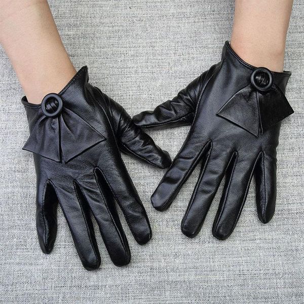 five fingers gloves leather female autumn winter real sheepskin short round buckle butterfly knot woman' driving wl09, Blue;gray
five fingers gloves leather female autumn winter real sheepskin short round buckle butterfly knot woman' driving wl09, Blue;gray
