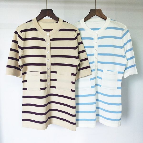 59% off factory outlet store summer round neck short sleeve stripe real pocket thin knitted women's high quality, White;black
59% off factory outlet store summer round neck short sleeve stripe real pocket thin knitted women's high quality, White;black