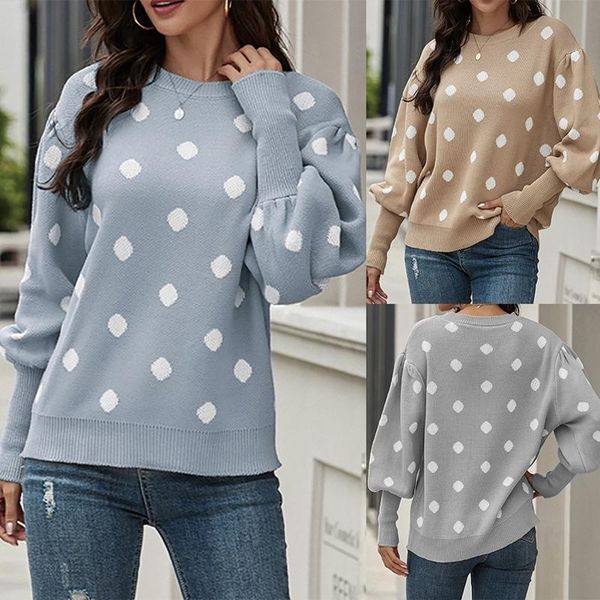 women's sweaters autumn winter o neck long sleeve polka dot knit sweater women loose casual oversized, White;black
women's sweaters autumn winter o neck long sleeve polka dot knit sweater women loose casual oversized, White;black