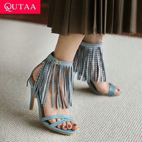 sandals qutaa 2021 tassel crystal summer female fashion thin high heels buckle pu leather party women shoes size 34-43, Black
sandals qutaa 2021 tassel crystal summer female fashion thin high heels buckle pu leather party women shoes size 34-43, Black