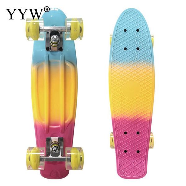 yyw 56cm 22inch skateboard mini cruiser skate board plastic gradient color longboard retro banana fishboard for outdoor sports
yyw 56cm 22inch skateboard mini cruiser skate board plastic gradient color longboard retro banana fishboard for outdoor sports