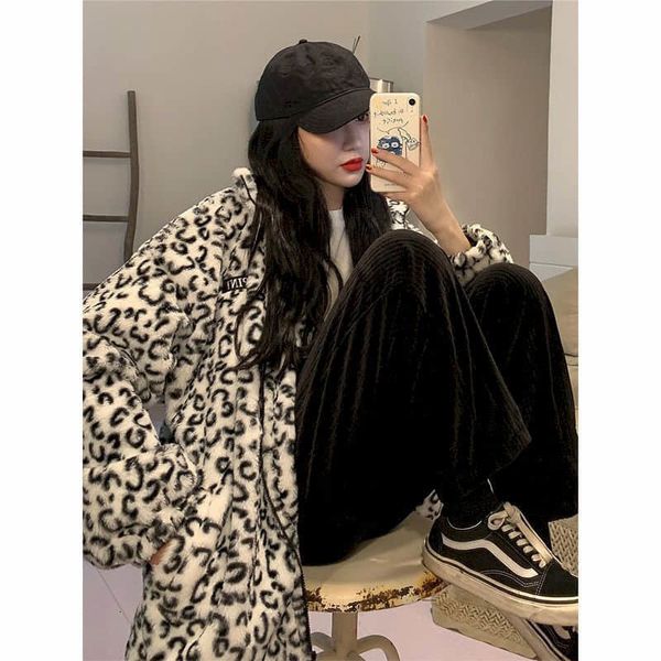women's fur & faux harajuku leopard print men's and women's thick coat, loose plush bear jacket, hip hop aesthetics, autumn w, Black
women's fur & faux harajuku leopard print men's and women's thick coat, loose plush bear jacket, hip hop aesthetics, autumn w, Black