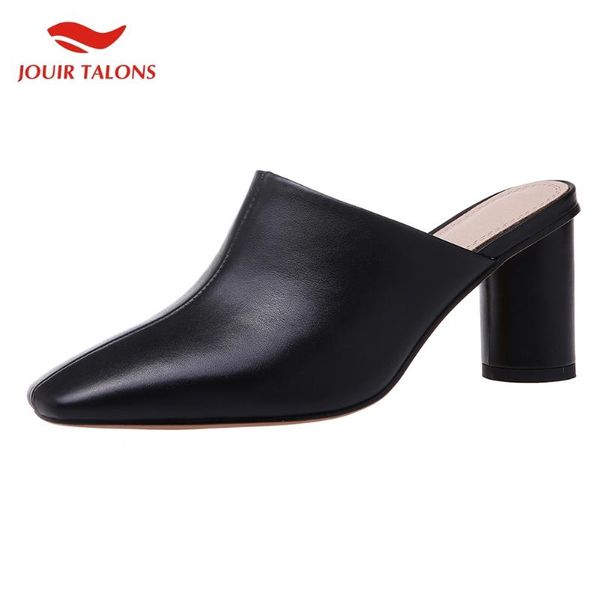 dress shoes brand genuine leather skin round high heel woman summer slip on mules pumps women, Black
dress shoes brand genuine leather skin round high heel woman summer slip on mules pumps women, Black