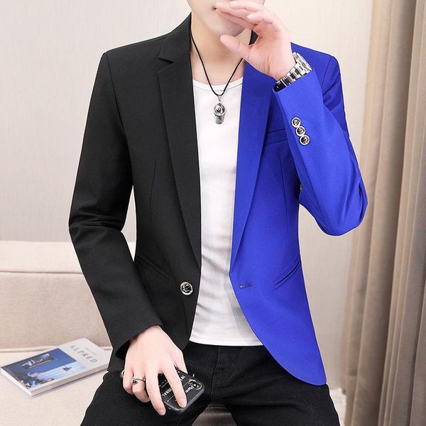 men's suits & blazers small suit spring and autumn color matching fashion long-sleeved slim single coat, White;black
men's suits & blazers small suit spring and autumn color matching fashion long-sleeved slim single coat, White;black