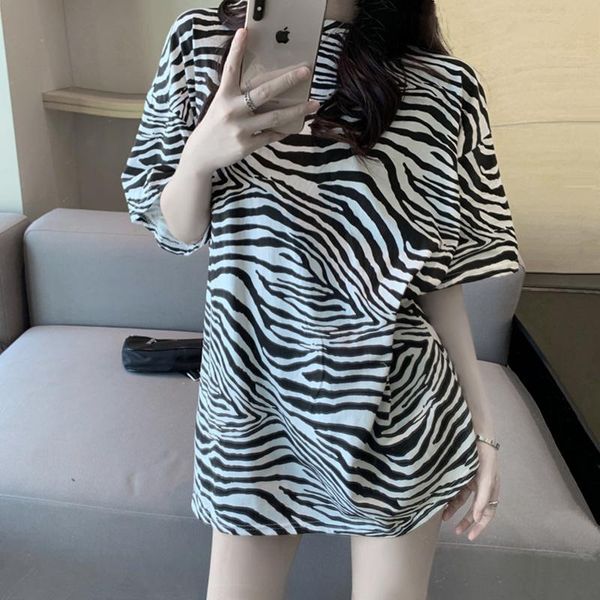 women's t-shirt korean summer vintage style zebra print cotton short sleeve streetwear hip-hop punk harajuku, White
women's t-shirt korean summer vintage style zebra print cotton short sleeve streetwear hip-hop punk harajuku, White