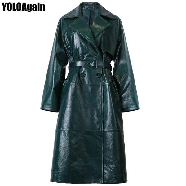 women's leather & faux yoloagain spring women genuine jacket real long trench coat with belt, Black
women's leather & faux yoloagain spring women genuine jacket real long trench coat with belt, Black