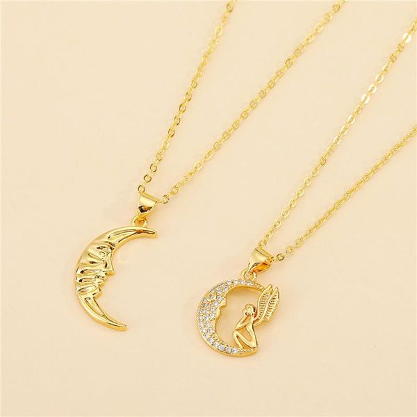 pendant necklaces 1pc fairy angel moon necklace for women minimalist cute hollow zircon choker clavicle chain collar jewelry n122-4, Silver
pendant necklaces 1pc fairy angel moon necklace for women minimalist cute hollow zircon choker clavicle chain collar jewelry n122-4, Silver