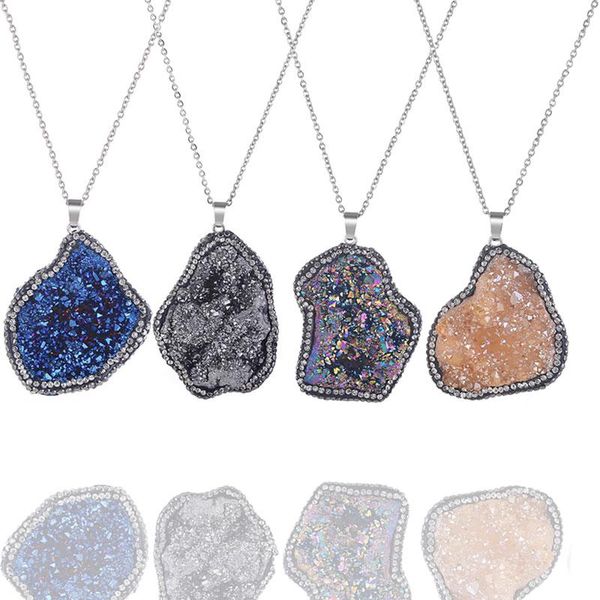 chains irregular natural stone quartz necklace micro inlay rainbow reiki healing crystal pendant, Silver
chains irregular natural stone quartz necklace micro inlay rainbow reiki healing crystal pendant, Silver