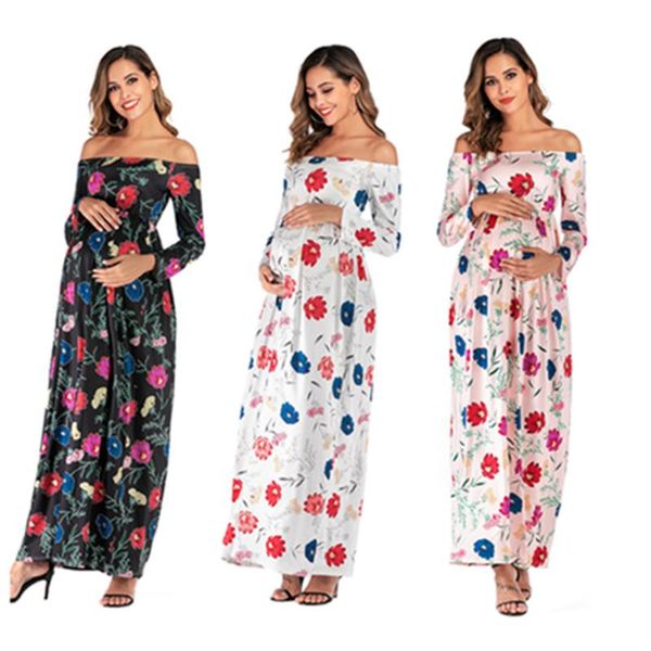 maternity dresses autumn european and american dress with one shoulder printed long sleeve floor sweeping, White
maternity dresses autumn european and american dress with one shoulder printed long sleeve floor sweeping, White