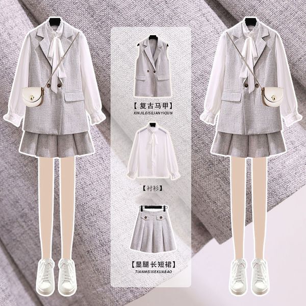 big size skirt suit new professional version of wearing small autumn outfit two female ensemble pieces vep9, Black;gray
big size skirt suit new professional version of wearing small autumn outfit two female ensemble pieces vep9, Black;gray