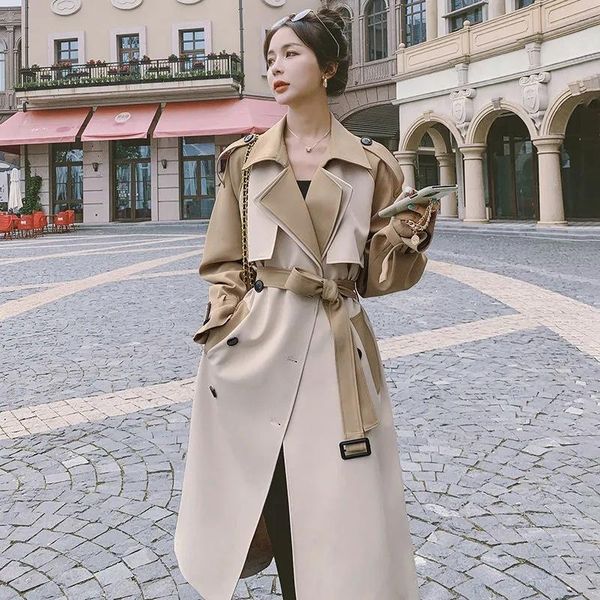 women's trench coats women coat 2021 autumn korean loose color contrast splicing lapel lining double breasted long windbreake, Tan;black
women's trench coats women coat 2021 autumn korean loose color contrast splicing lapel lining double breasted long windbreake, Tan;black