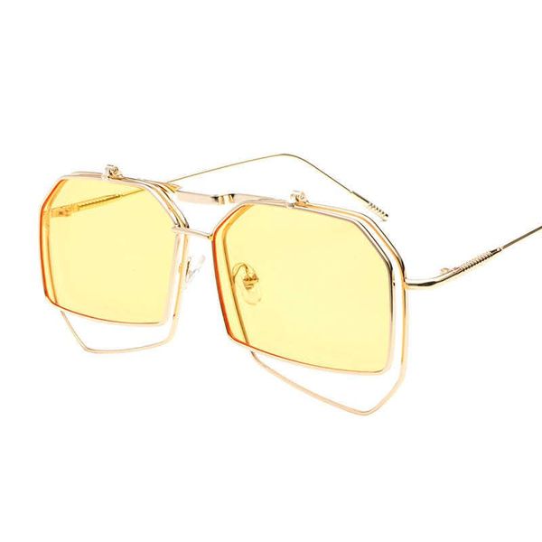 fashion sunglasses frames metal punk flip sunglasses, flat lens dual use large frame, personality irregular, Black
fashion sunglasses frames metal punk flip sunglasses, flat lens dual use large frame, personality irregular, Black