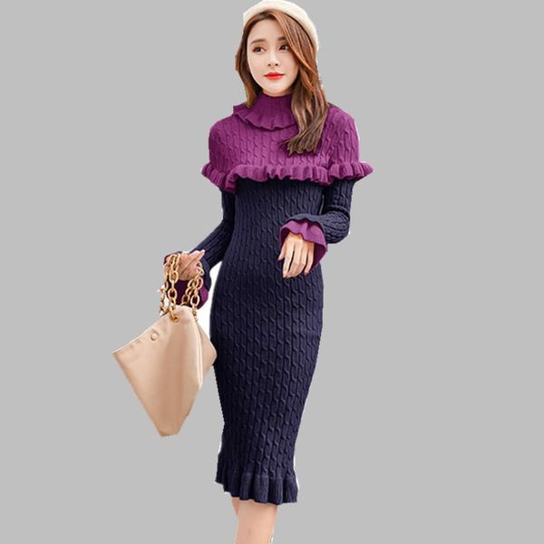casual dresses women autumn winter ruffle sweater knitted slim elastic turtleneck long sleeve lady vestidos, Black;gray
casual dresses women autumn winter ruffle sweater knitted slim elastic turtleneck long sleeve lady vestidos, Black;gray