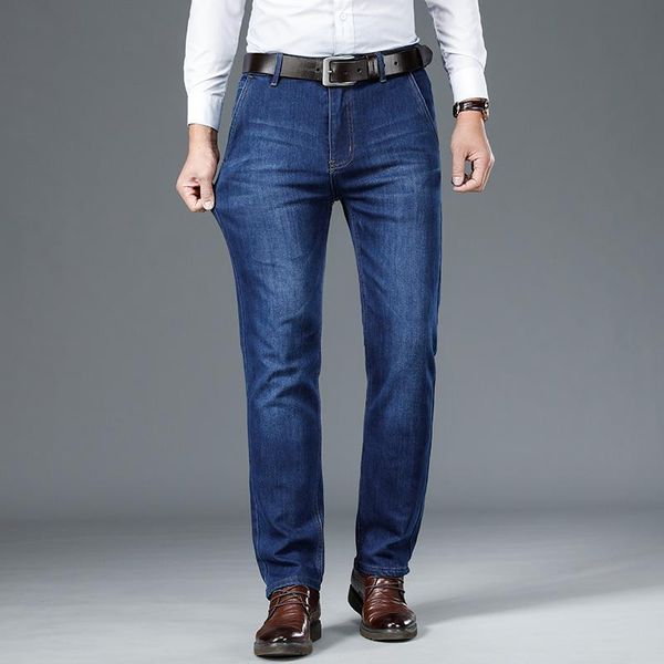 men's jeans fall/winter brand business oversized classic straight pants/dark blue loose stretch workwear 35 42
men's jeans fall/winter brand business oversized classic straight pants/dark blue loose stretch workwear 35 42