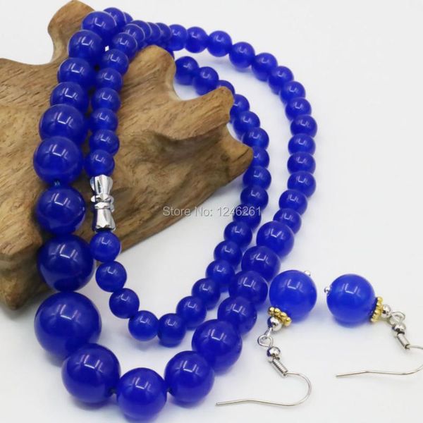 earrings & necklace 6-14mm blue chalcedony lucky stone chain earring sets round beads diy jewelry party wedding gifts for girl women 18inch, Silver
earrings & necklace 6-14mm blue chalcedony lucky stone chain earring sets round beads diy jewelry party wedding gifts for girl women 18inch, Silver