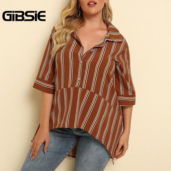 plus size t-shirt gibsie button front striped shirt women spring summer loose casual half sleeve high low blouse large 4xl
plus size t-shirt gibsie button front striped shirt women spring summer loose casual half sleeve high low blouse large 4xl