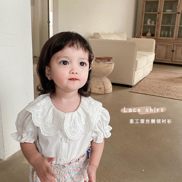 new summer clothing girls 2021 korean new shirt thin children fashionable short sleeve, White;black
new summer clothing girls 2021 korean new shirt thin children fashionable short sleeve, White;black
