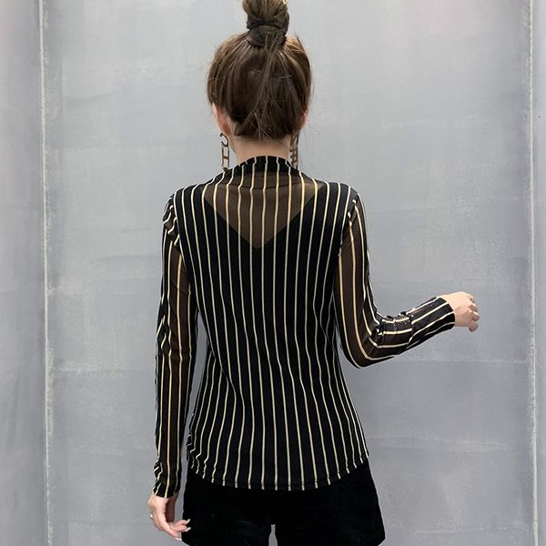 2021 new fall winter korean style thin t-shirt fashion striped shiny diamonds mesh women ropa mujer bottoming shirt tee t09112l bh, White
2021 new fall winter korean style thin t-shirt fashion striped shiny diamonds mesh women ropa mujer bottoming shirt tee t09112l bh, White