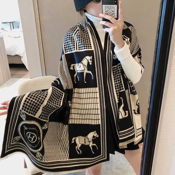 design autumn and winter imitation cashmere scarf style love horse pattern thickened oversized shawl double-sided dual-purpose warm bib, Blue;gray
design autumn and winter imitation cashmere scarf style love horse pattern thickened oversized shawl double-sided dual-purpose warm bib, Blue;gray