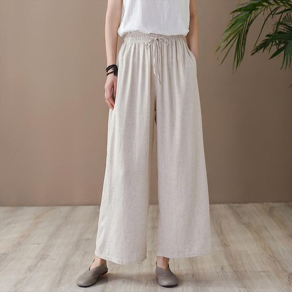 summer loose solid color women pant pockets elastic waist wide leg cotton linen ankle length, Black;white
summer loose solid color women pant pockets elastic waist wide leg cotton linen ankle length, Black;white