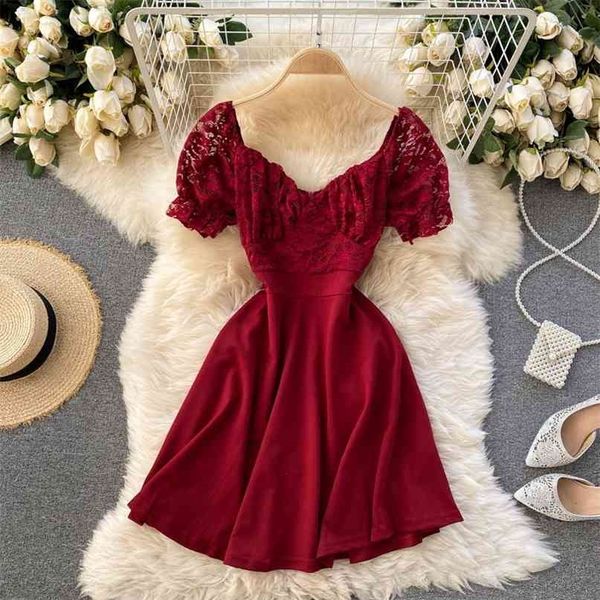 korean fashion women lace dress spring summer short sleeve v-neck mini hollow out high waist a-line party 210603, Black;gray
korean fashion women lace dress spring summer short sleeve v-neck mini hollow out high waist a-line party 210603, Black;gray