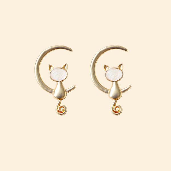 stud small earrings cat earring moon simplicity jewelry cartoon animal here women gift, Golden;silver
stud small earrings cat earring moon simplicity jewelry cartoon animal here women gift, Golden;silver
