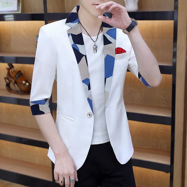 men's suits & blazers summer seven minute sleeve suit jacket male korean slimming medium small windbreaker short thin, White;black
men's suits & blazers summer seven minute sleeve suit jacket male korean slimming medium small windbreaker short thin, White;black