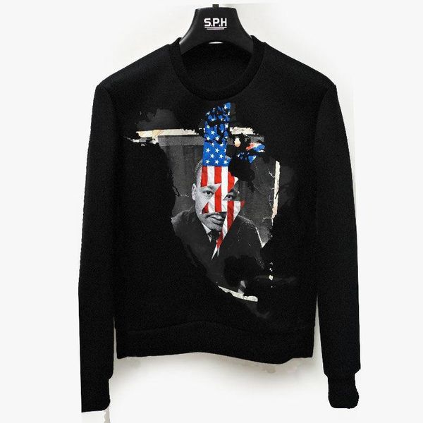 men's hoodies & sweatshirts neil barre2021 autumn and winter leisure wild round neck trend camping wear long-sleeved sweater, Black
