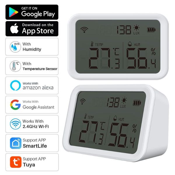 smart home control tuya wifi temperature humidity sensor lux light detector hygrometer thermometer lcd display support alexa google assistan
smart home control tuya wifi temperature humidity sensor lux light detector hygrometer thermometer lcd display support alexa google assistan