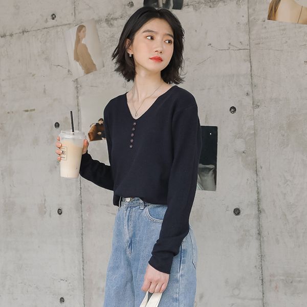 2021 casual style buttoned women's new v-neck pullover long sleeve solid color sweater u8dq, White;black
2021 casual style buttoned women's new v-neck pullover long sleeve solid color sweater u8dq, White;black