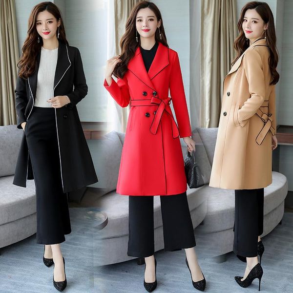 women's trench coats windbreaker mujer long-sleeved belt stitching spring autumn ladies waist temperament double-breasted 2021 z463, Tan;black
women's trench coats windbreaker mujer long-sleeved belt stitching spring autumn ladies waist temperament double-breasted 2021 z463, Tan;black