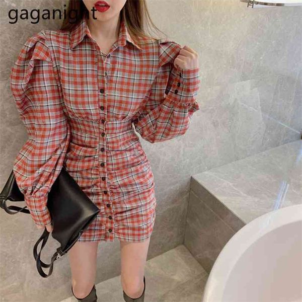 elegant plaid print mini dresses women spring autumn bodycon shirt puff long sleeve ruched lady party 210601, Black;gray
elegant plaid print mini dresses women spring autumn bodycon shirt puff long sleeve ruched lady party 210601, Black;gray