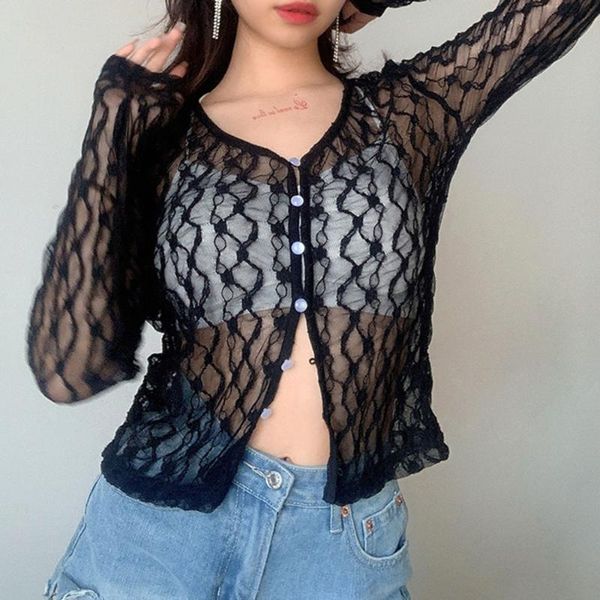 women's blouses & shirts western style blouse spring summer fashion loose casual perspective plaid solid color cardigan v-neck long sl, White
women's blouses & shirts western style blouse spring summer fashion loose casual perspective plaid solid color cardigan v-neck long sl, White