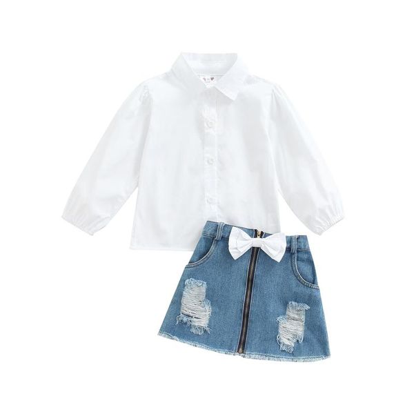 clothing sets 1-6y spring fashion girl set white long sleeve shirt bow zipper denim a-line skirt outfits 2pcs
clothing sets 1-6y spring fashion girl set white long sleeve shirt bow zipper denim a-line skirt outfits 2pcs