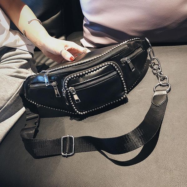 2021 fashion beads waist bag personality ladies black chest bag designer leather belt bags women chain crossbody messenger
2021 fashion beads waist bag personality ladies black chest bag designer leather belt bags women chain crossbody messenger