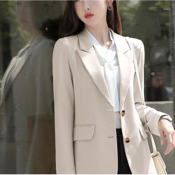 blazer women's elegant professional fashion jacket korean autumn loose casual vintage solid color single-breasted suits & blazers, White;black
blazer women's elegant professional fashion jacket korean autumn loose casual vintage solid color single-breasted suits & blazers, White;black
