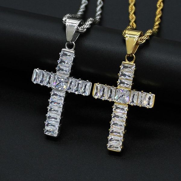 pendant necklaces hip hop square cz zircon paved stainless steel cross pendants for men rapper jewelry rope chain charm, Silver
pendant necklaces hip hop square cz zircon paved stainless steel cross pendants for men rapper jewelry rope chain charm, Silver