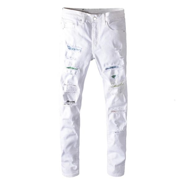 2021 new men's male trousers street fashion brand color diamond-encrusted white ripped jeans mens youth stretch slim denim pants eo7e, Blue
2021 new men's male trousers street fashion brand color diamond-encrusted white ripped jeans mens youth stretch slim denim pants eo7e, Blue