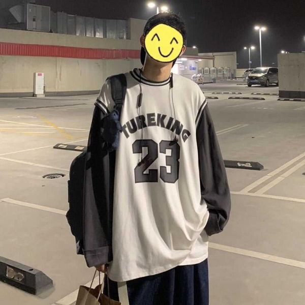 men's t-shirts autumn long sleeve t-shirt loose trend versatile fake two korean student round neck top, White;black
men's t-shirts autumn long sleeve t-shirt loose trend versatile fake two korean student round neck top, White;black