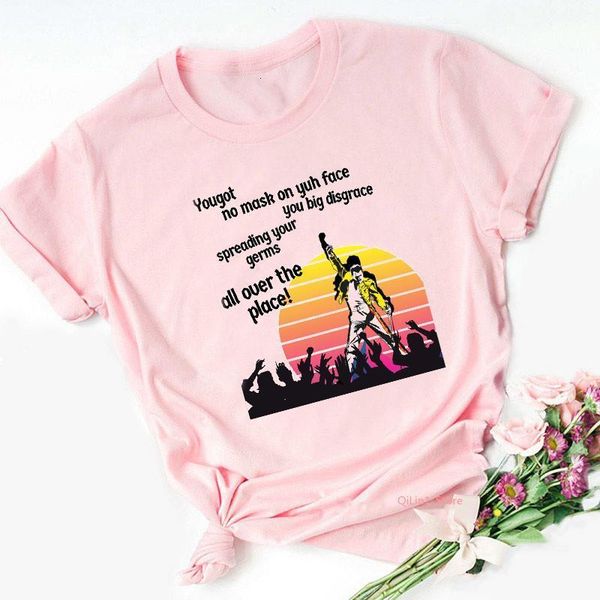 women freddie mercury the queen band pink t-shirts female 2021 summer brand rock clothing girl femme funny hip hop t shirts, White
women freddie mercury the queen band pink t-shirts female 2021 summer brand rock clothing girl femme funny hip hop t shirts, White