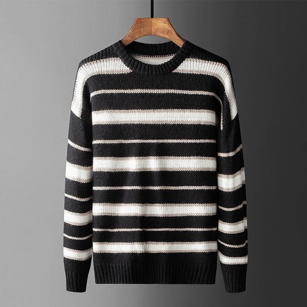 men's sweaters 2021 autumn winter mens luxury long sleeve round collar stripe man fashion slim fit casual sweater men 2xl, White;black
men's sweaters 2021 autumn winter mens luxury long sleeve round collar stripe man fashion slim fit casual sweater men 2xl, White;black