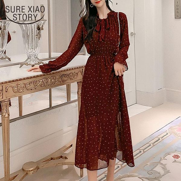 casual dresses women dress 2021 long sleeve chiffon red flare bow dot a-line ruffled vintage elegant 8541 50, Black;gray
casual dresses women dress 2021 long sleeve chiffon red flare bow dot a-line ruffled vintage elegant 8541 50, Black;gray
